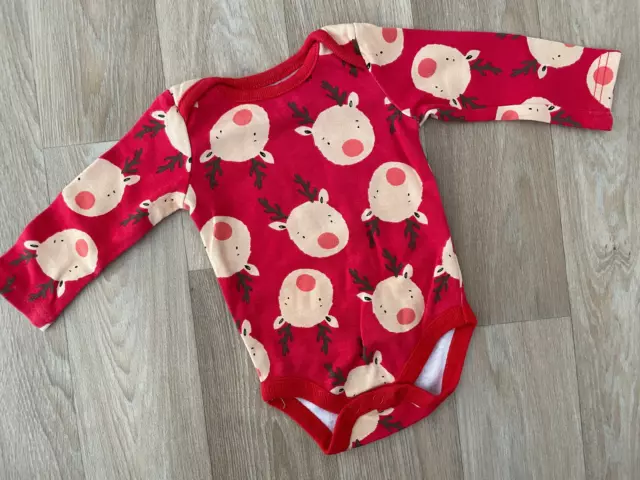 Baby Girl Boy Unisex 0-3 months Studio Long Sleeve Christmas Bodysuit Rudolph