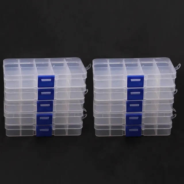 Caja organizadora de compartimentos 10 x 10 tamaño aprox. 13 cm de largo, 7 cm de ancho, 2,3 cm de alto