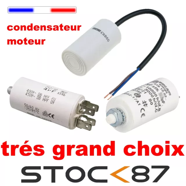 condensateur moteur au choix 2,5; 3; 4; 6; 8; 10; 20; 25; 30; 40; 50; 60; 80 uF