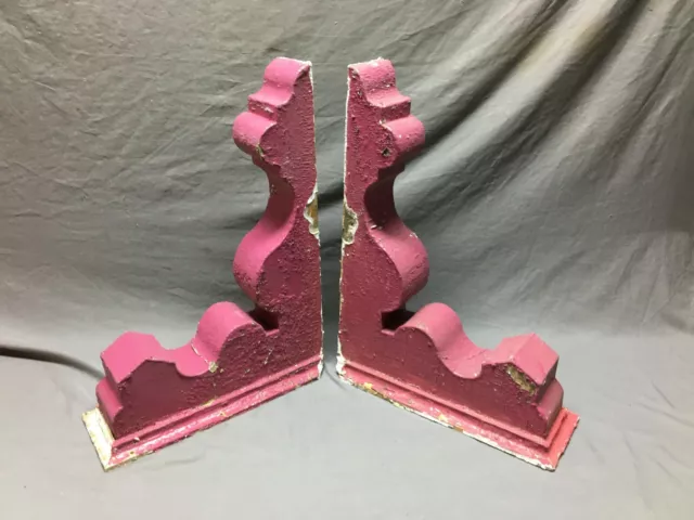 Pair Antique Wood Corbel Roof Bracket Victorian Shabby Magenta Vintage 982-20B