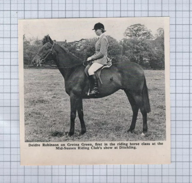 (5401) Deirdre Robinson zu Pferd Gretna Green Mid Sussex Reiten Ditchling - 1969