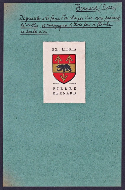 Ex-Libris Gourio De Lannoster Bretagne - Blason Armorial, Imprimé Ancien