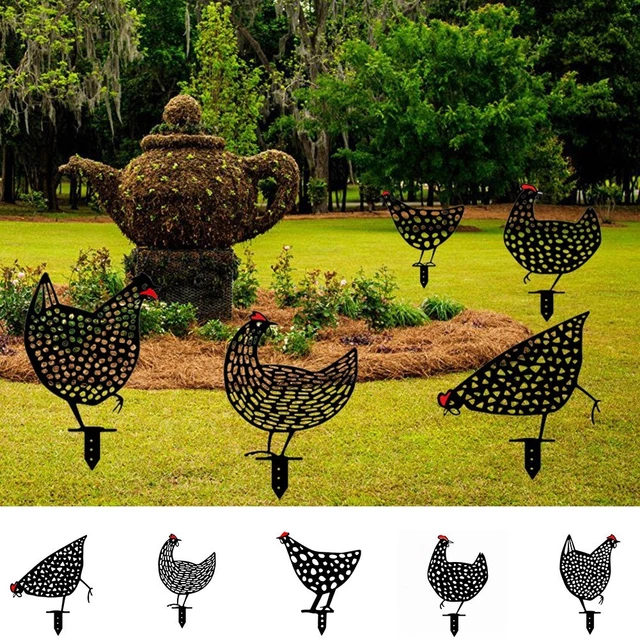 Hochwertige Outdoor Hähnchenhenne Familie Rasenpfähle Hof Kunst Gartenornamente