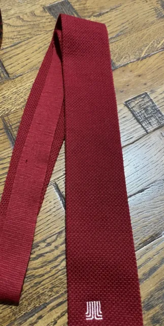Men’s 100% Wool Knitted  Vintage Lanvin Flat End Skinny Tie Red Made In Italy