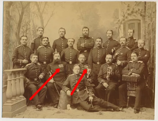 125315, 2x Gruppenfoto: Offiziere Mannschaften, Infanterie Regiment 76, EK 1870