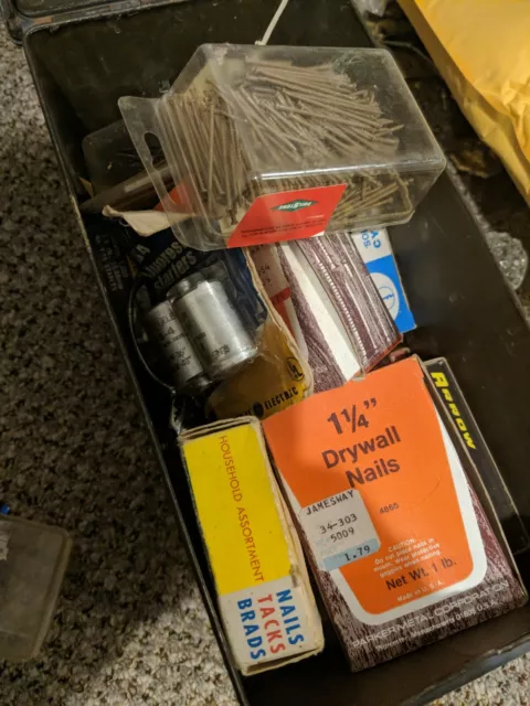 Vintage Hardware Lot Nails, Starters, Tacks, Staples, Everything You Need!