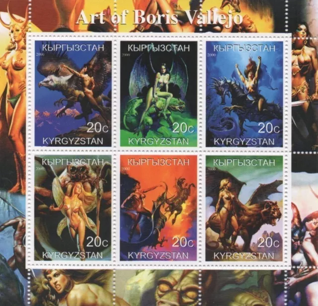 Art Of Boris Vallejo Sexy Women Fantasy 2000 Stamp Sheetlet