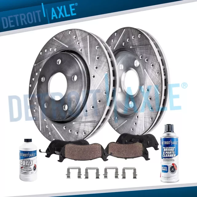 Front Drilled Rotors Ceramic Brake Pads for Chevy Impala Malibu Equinox Terrain