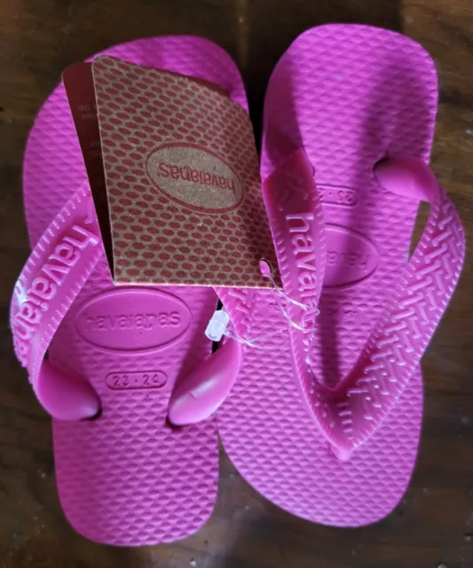 Havaianas Child Size 23 - 24 Rosa Hollywood Rose Pink Girls Thongs Shoes BNWT