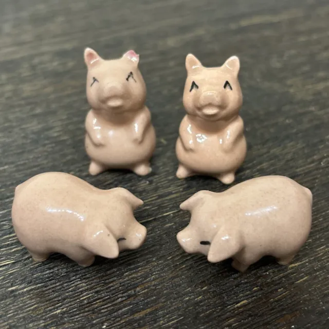 Vintage Hagen-Renaker Pig Miniature Ceramic Figurines Lot Of 4