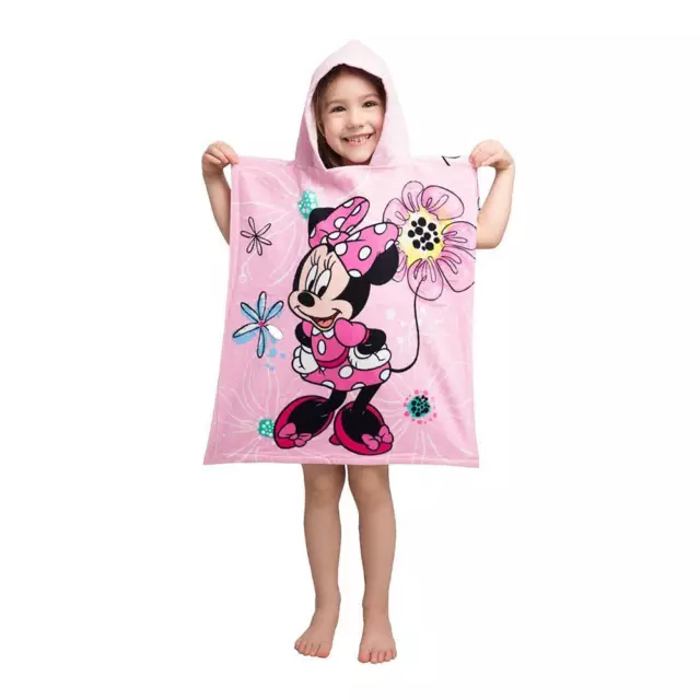 Minnie Mouse Poncho Towel Hooded 100% Cotton Flowers Girls Bath | Pool | Beach