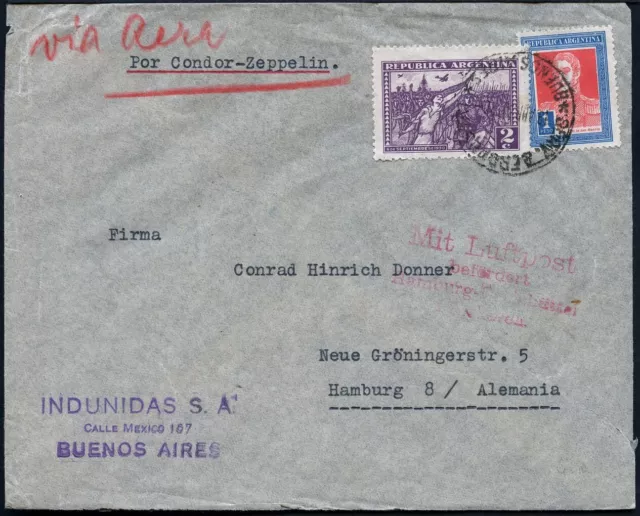 Zeppelin 1932 Argentinien 3. SAF Brief Buenos Aires Hamburg Si 152 IV / 2021