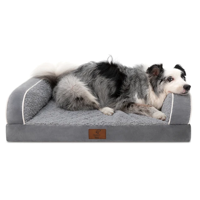 Yiruka Shape C Dog Bed Orthopedic Memory Foam Soft Waterproof Pet Sofa 36x27x8"