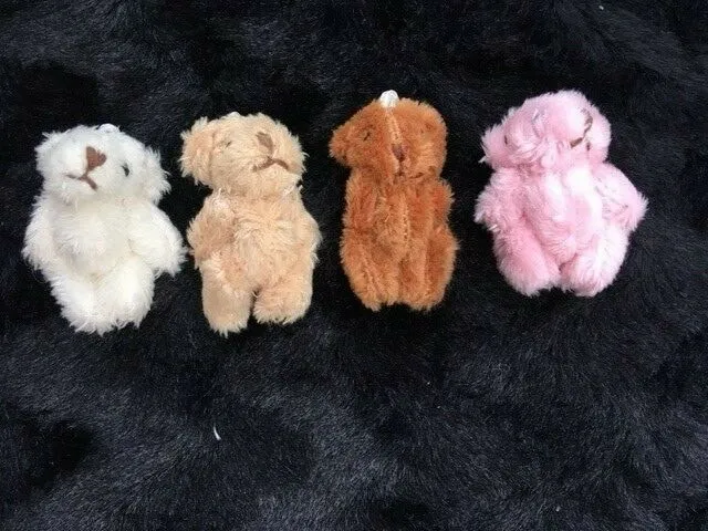 MINIATURE TINY SMALL JOINTED FLUFFY 6cm HANDMADE TEDDY BEARS BROWN, PINK,CREAM 2
