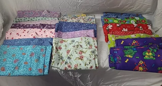 Lot Of 18 Womens Size Large Short Sleeve Mostly Floral, Christmas Scrub Tops