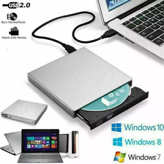 External USB DVD ROM CD ROM Drive Rewriter Burner writer for Laptop PC MAC UK