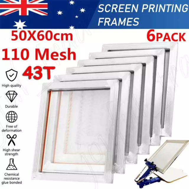 6PCS Aluminum Alloy Silk Screen Printing Frame With 43T 110M Mesh 60 x 50CM New