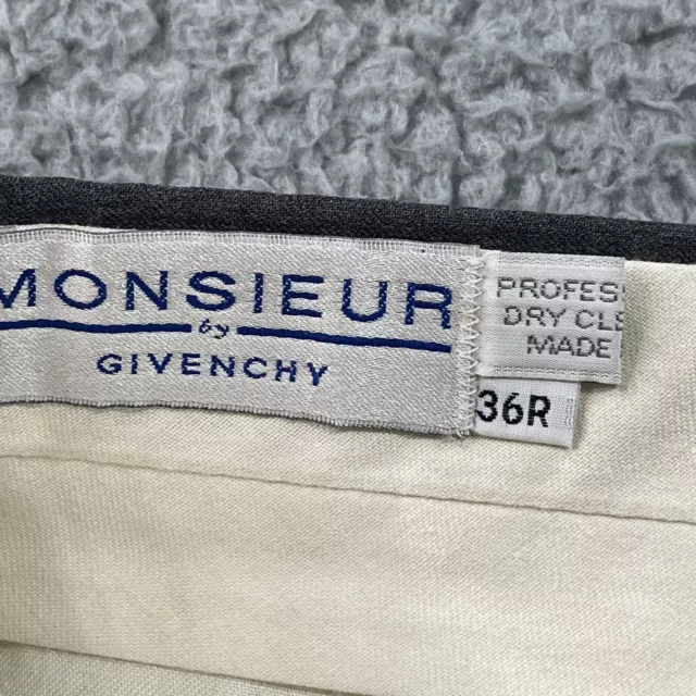 VTG Givenchy Monsieur Dress Pants Mens 35x30 Slacks Cuffed Pleated Gray 3