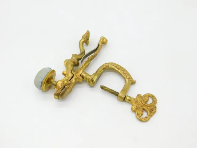 French Art Nouveau Victorian Gilt Metal Dolphin Table Clamp Pin Cushion Antique