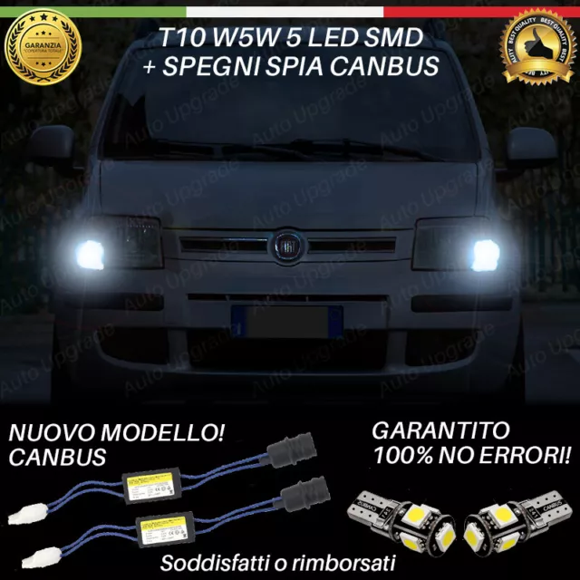 Coppia Luci Di Posizione Led Per Fiat Panda T10 W5W + Spegni Spia 100% No Avaria