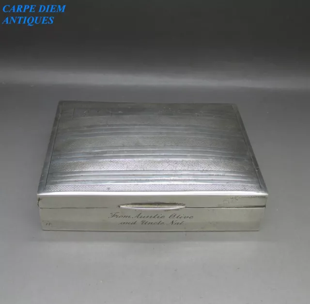 VINTAGE BELLA SCATOLA SIGARETTE ARGENTO STERLING MASSICCIO 229g T&S BIRMINGHAM 1939