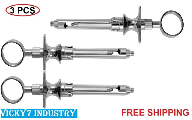 3 PCS  1.8-ml- Surgical Manual Aspirating Syringe Three Ring Dental Syringe