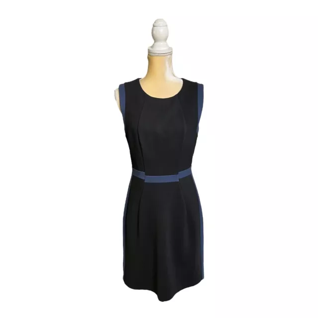 DIANE von FURSTENBERG DVF Shanna Sheath Dress Size 8 Black and Blue Mini