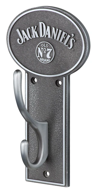 New Jack Daniels Classic Old No. 7 Rustic Double Coat Hook/Hanger (Black/Silver)