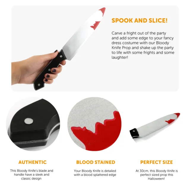 Toy Bloody Kitchen Knife Halloween Horror Fancy Dress Accessory Blood Blade 2
