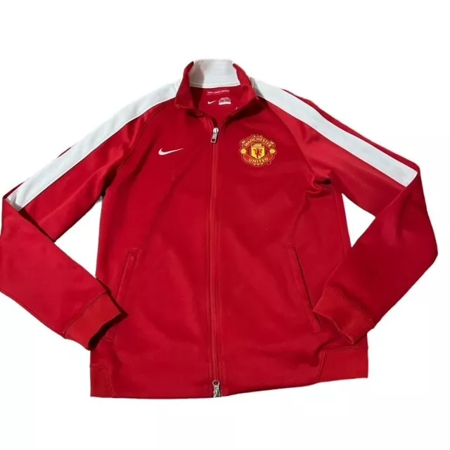 Nike N98 Men's Long Sleeve Full Zip Manchester United FC Red Jacket EPL Size M