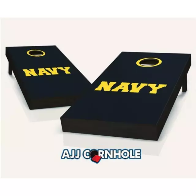 AJJCornhole 107-NavyText US Navy Text Theme Cornhole Set with Bags - 8 x 24 x...