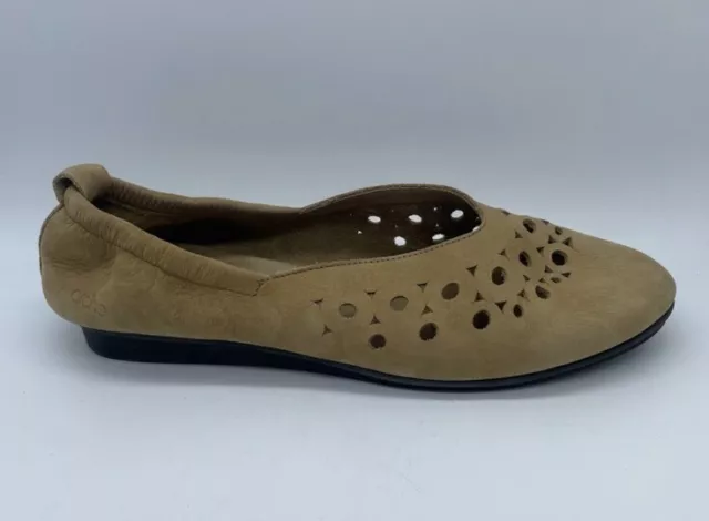 Arche Nityka Tan Brown Nubuck Flats Laser Cut Low Wedge Sz 40 US 10.5 Comfort