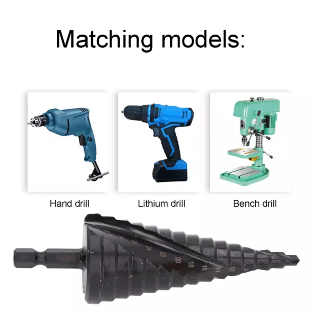 (432mm)) Step Drill Bit High Speed Steel Spiral Groove Pagoda Hole