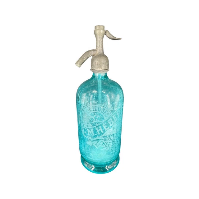 Botella Sifón Aguas Gasificadas M. Hébert Cherbourg 1929