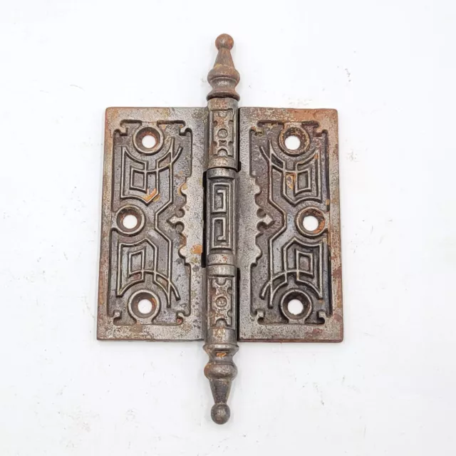 Antique Cast Iron Door Hinge Steeple Top SINGLE ONLY Eastlake Ornate 4x4 Rusted