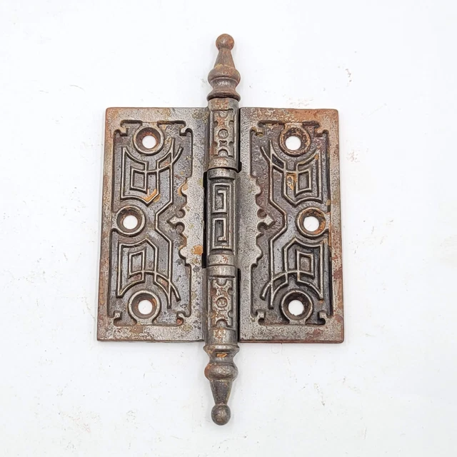 Antique Cast Iron Door Hinge Steeple Top SINGLE ONLY Eastlake Ornate 4x4 Rusted