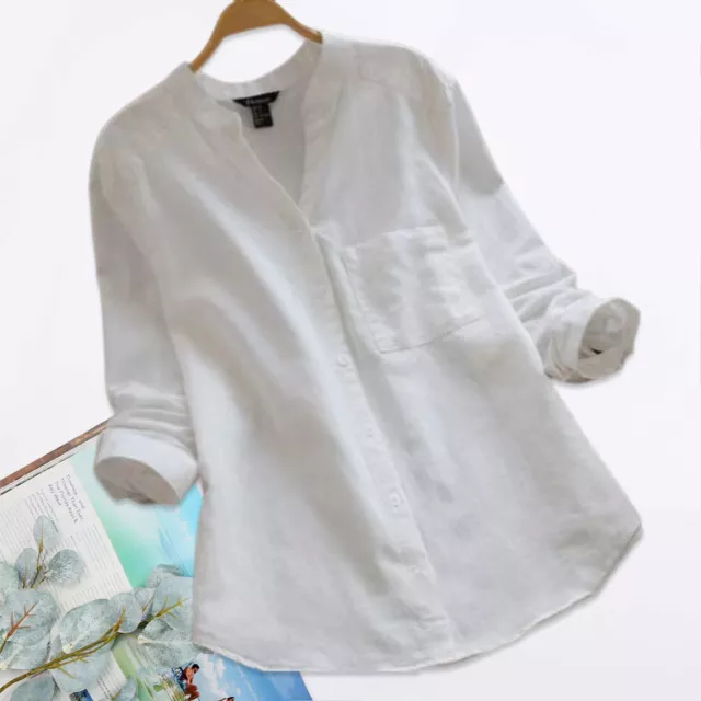 Shirt Top Long Sleeve Dress-up Sweat Absorption Shirt Women Clothing Cotton Hemp 3