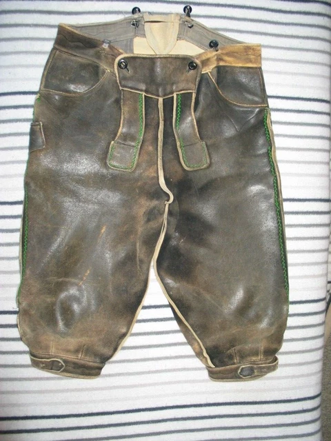 Pantaloni folcloristici antichissimi in pelle pantaloni in pelle cintura al ginocchio semi pelle di cervo