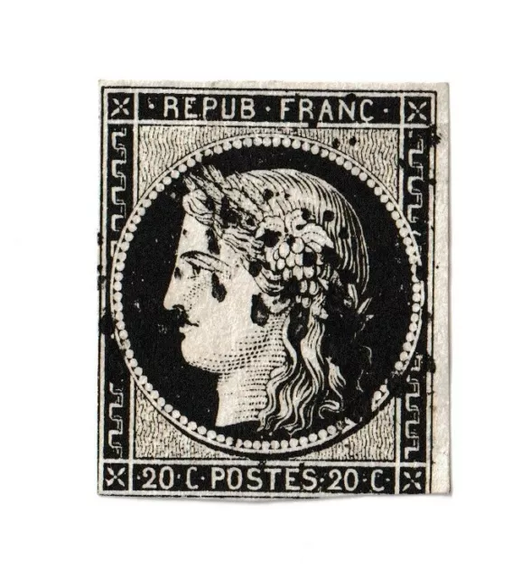 ♣ Timbre France Classique Ceres N° 3 Noir sur blanc OBL