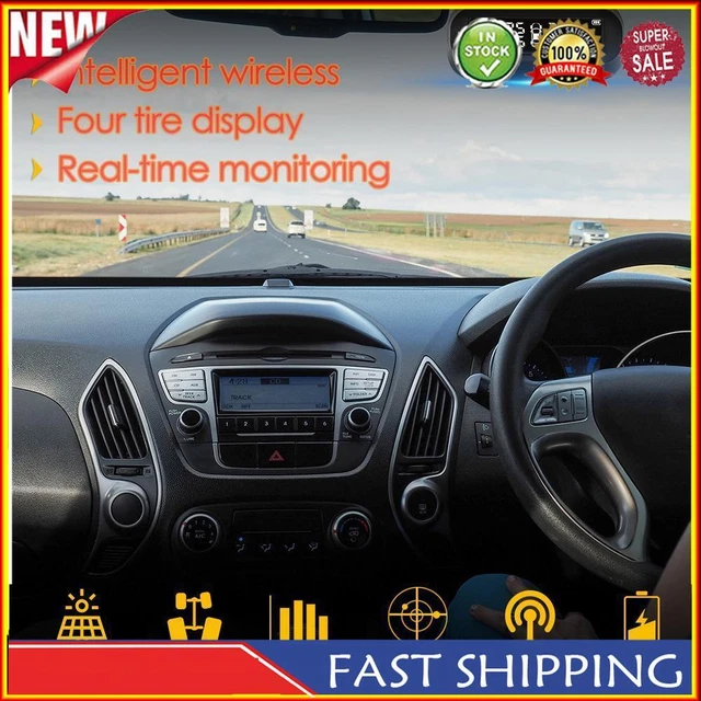 Sistema di allarme monitor pressione pneumatici auto ricarica solare C68 USB + con 4 sensori
