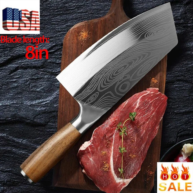 8' Kitchen Cleaver Knife Chef Knife Chopping Meat Butcher Stainless Steel Asian