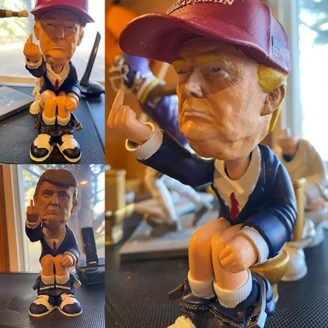 Trump Statue Trump on the toilet with Middle Finger Funny Gift for Trump Fans