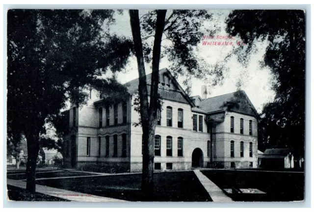 c1940's High School Exterior Whitewater Wisconsin WI Unposted Vintage Postcard