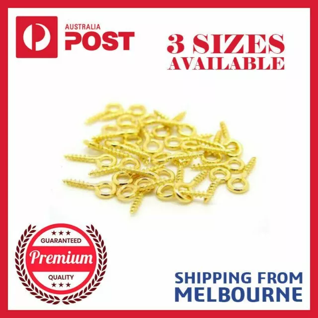 100PCS Small Tiny Mini Screw Eye Pins Eyelets Hooks Threaded Jewelry Peg 3 Sizes