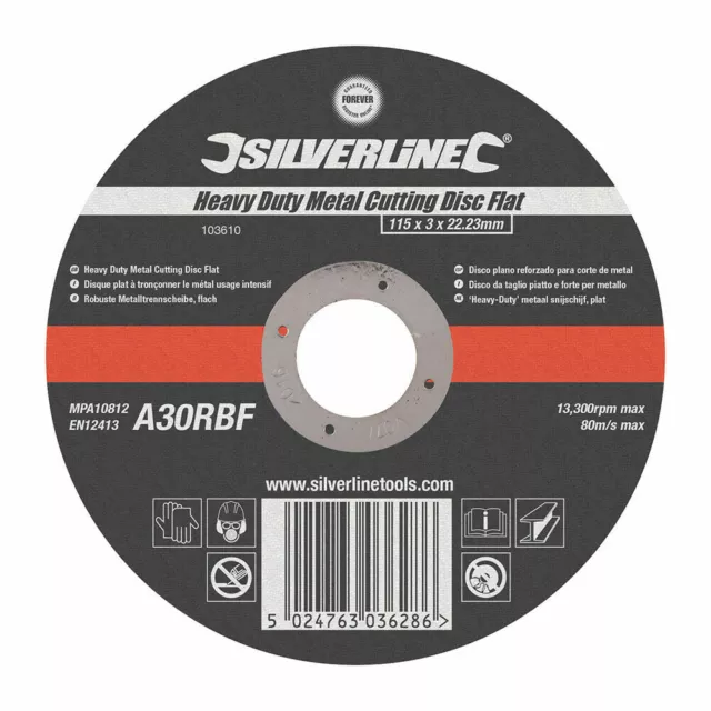 Silverline Heavy Duty Metal Cutting Disc Flat Various Sizes Premium Quality