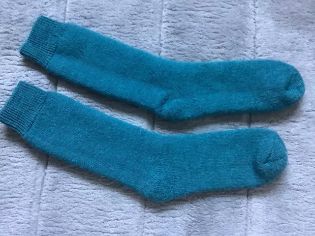 Ladies/Youth/Mens Size  7 80%  Wool Blend boot SocksThick Loop Pile Turquoise