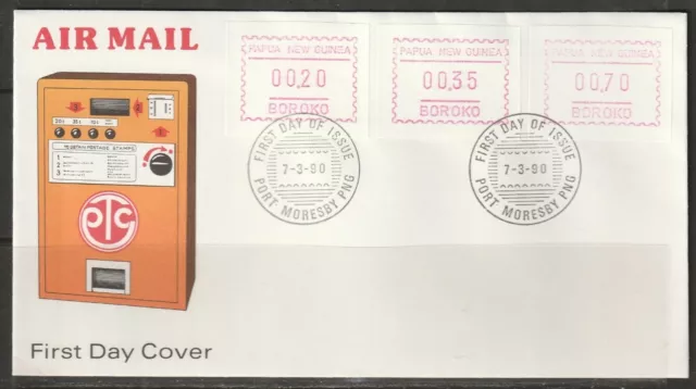 Papua New Guinea FDC 07.03.1990 Port Moresby  ATM Aotomatenmarke machine labels