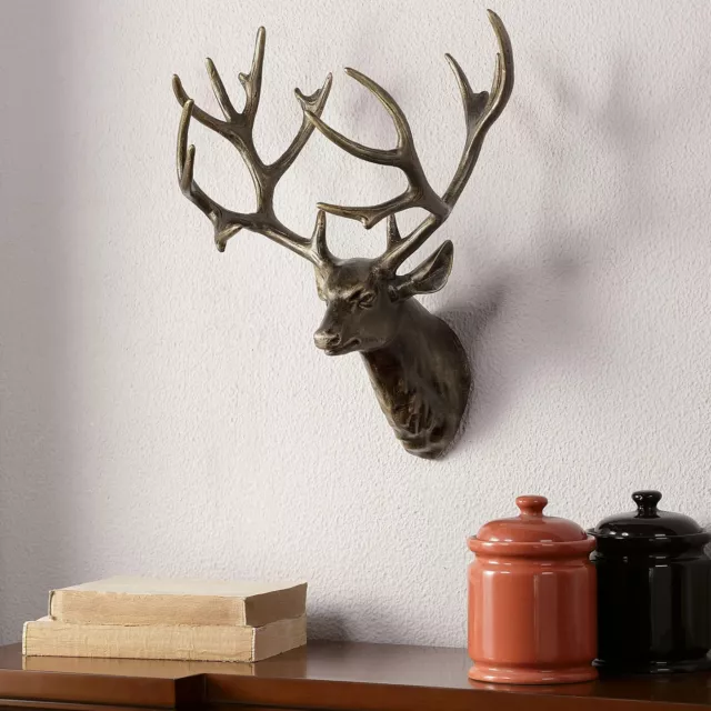 Stunning Bronze Aluminum Large Deer Head Wall Mount Home Decor 2