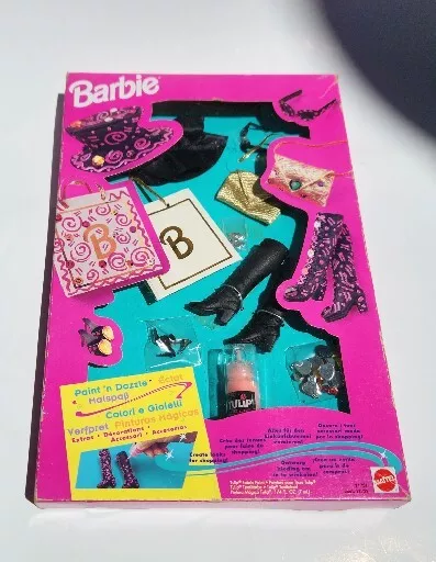 Mattel Barbie PAINT 'N DAZZLE Fashion Accessories Set New!  1993 Foreign issue