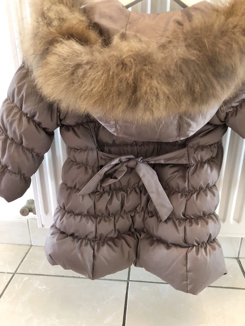 Manteau JACADI Fille - Taille 8 Ans - Couleur Beige, Doublure Fourrée - Occasion Très Bon état